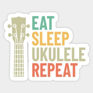 Eat Sleep Ukulele Repeat Ukulele Headstock Retro Theme Sticker